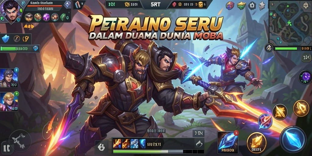Tampilan seru karakter di arena pertarungan MOBA.