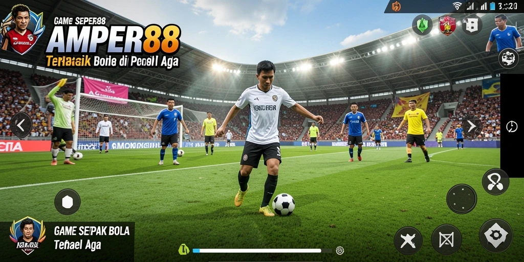 Tampilan permainan <strong>AMPER88</strong> yang seru dan penuh aksi sepak bola.