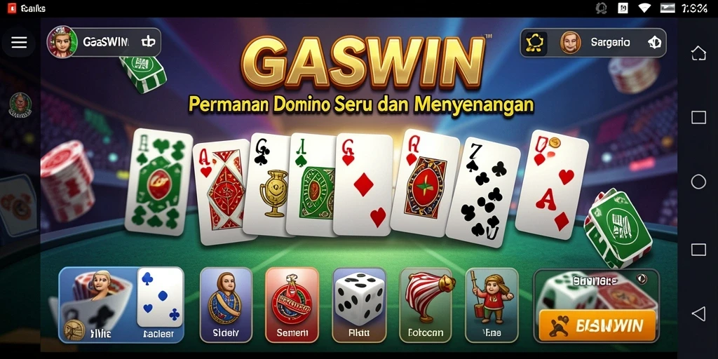 Screenshot gameplay GASWIN menampilkan pertandingan domino yang seru.
