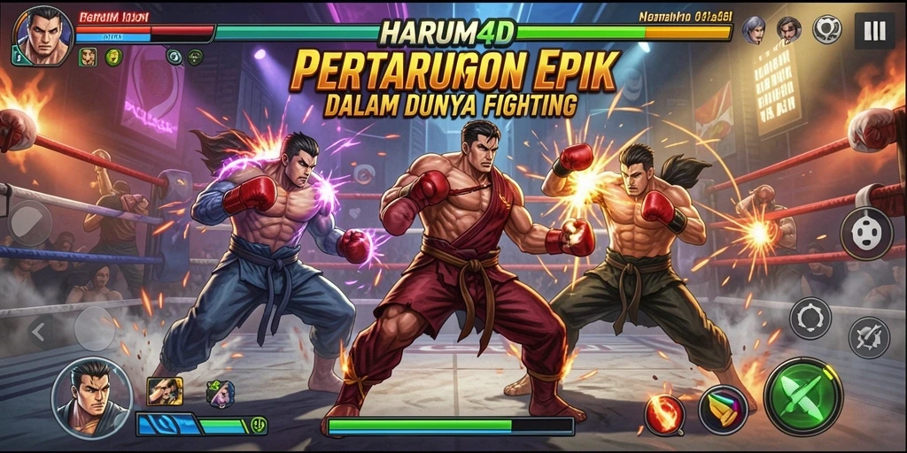Tampilan gameplay Fighting yang intens dan menarik dalam HARUM4D.