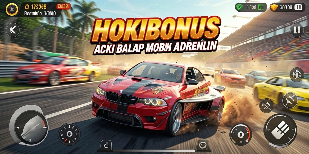 Tampilan menarik dari gameplay HOKIBONUS yang mendebarkan di lintasan balap.