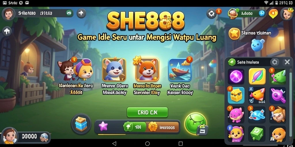 Screenshot gameplay SHE888 menampilkan karakter beraksi dalam suasana Idle yang menarik.