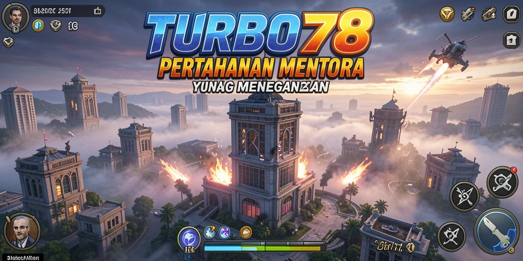 Screenshot gameplay Tower Defense TURBO78 yang mendebarkan.