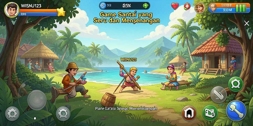 Tampilan gameplay menarik dalam WISNU123 yang penuh warna.